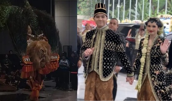 Reog Ponorogo Sambut Tamu Ngunduh Mantu Al Ghazali–Alyssa, Nuansa Jawa Sangat Kental!