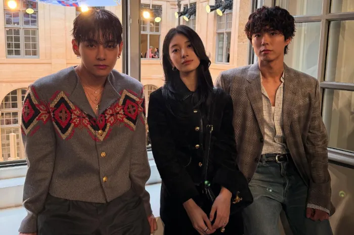Trio Visual Korea Stylish Banget! Begini Tampilan V BTS, Bae Suzy, dan Park Bo Gum di Celine!