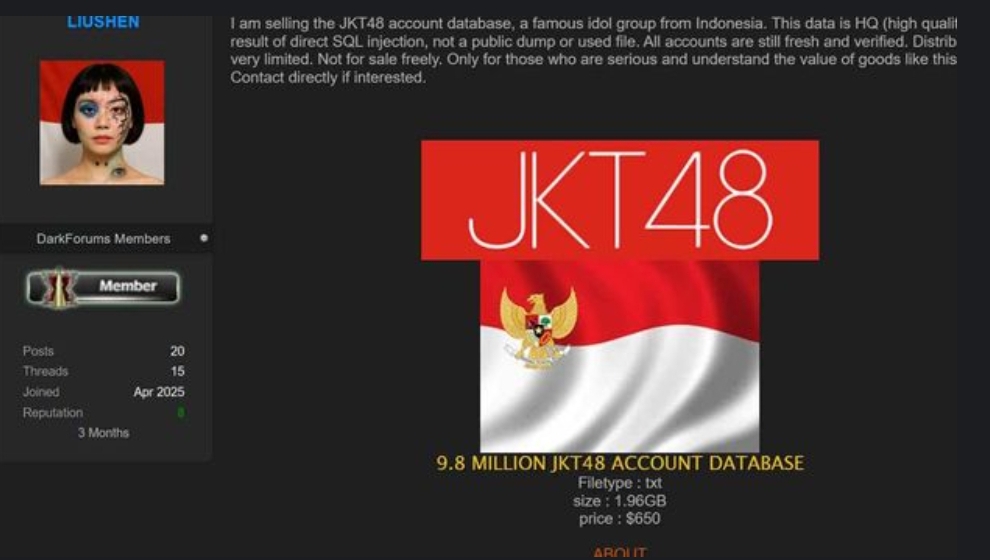 Geger 9,8 Juta Data Fans JKT48 Dijual di Forum Gelap! Wota Jadi Target Hacker, Cek Akunmu Sekarang! 