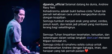 DJ Panda Akhirnya Buka Suara! Ucapkan ini untuk Bayi Erika Carlina, Langsung Diserbu Netizen