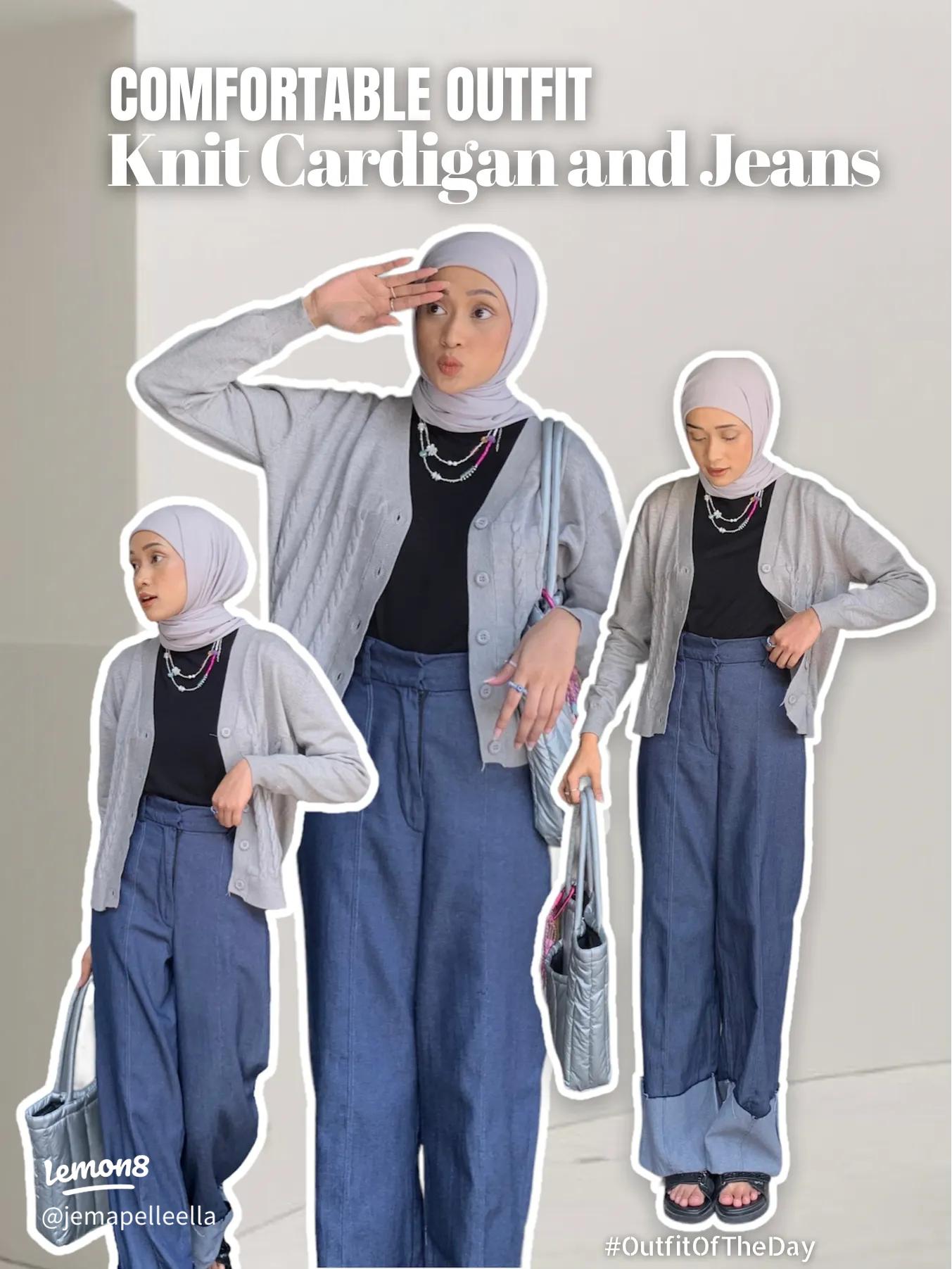 Mix and Match Outfit Hijab, Sweater Knit + Mom Jeans untuk Gaya Kasual dan Stylish!