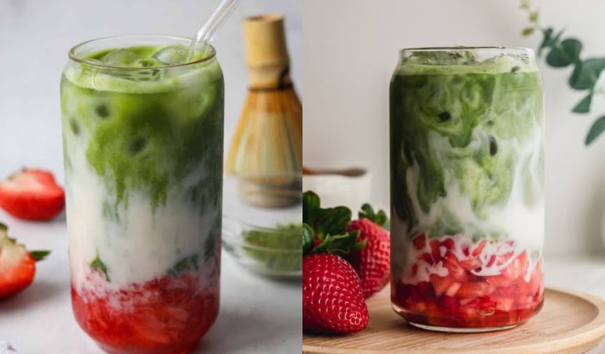 Resep Strawberry Matcha Latte 3 Warna, Minuman Hits ala Kafe yang Bikin Nagih