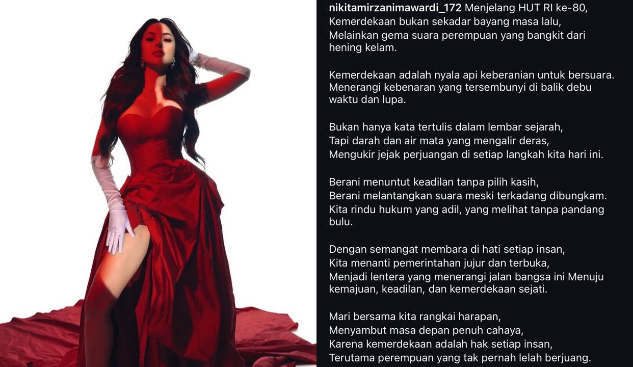 Tampil Berani dalam Balutan Gaun Merah, Nikita Mirzani Sentil Hakim yang Tak Adil di Postingan Terbarunya