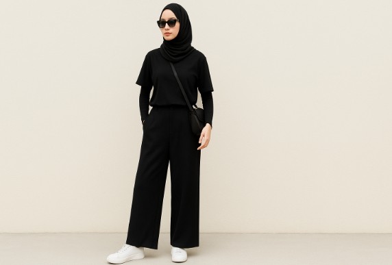 Inspirasi OOTD Monochrome Minimalist untuk Hijaber, Simpel tapi Classy!