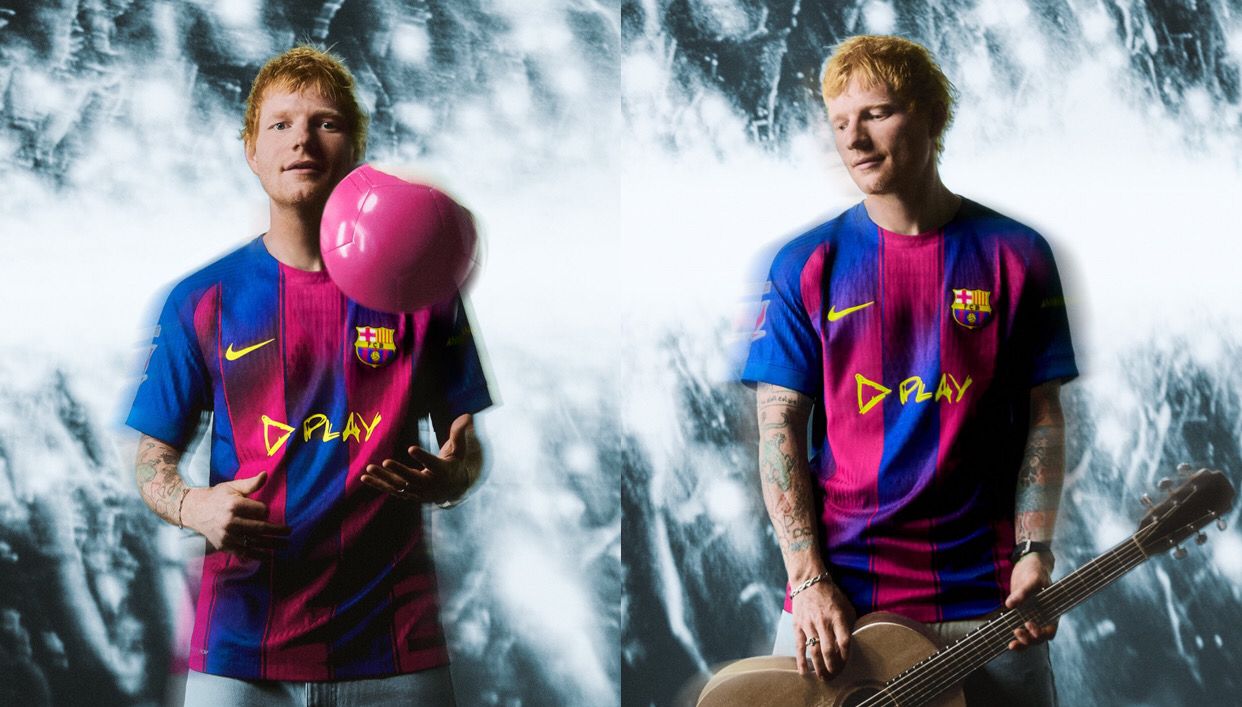 Logo Album Baru Ed Sheeran ‘Play’ Hiasi Jersey Barcelona di Laga El Clasico Kontra Real Madrid