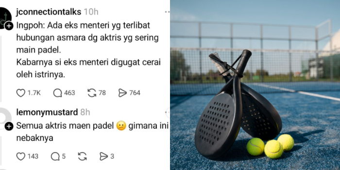 Isu Mantan Menteri Berselingkuh dengan Artis Gemar Main Padel, Netizen Ramai Menebak