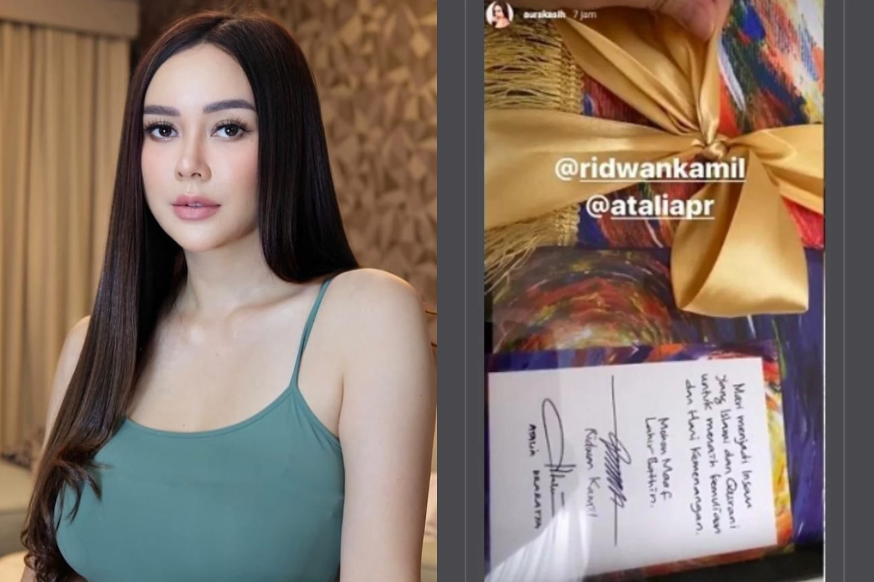 Di Tengah Isu Miring, Viral Lagi Momen Ridwan Kamil Beri Hadiah Sajadah Lukisan Tangan untuk Aura Kasih