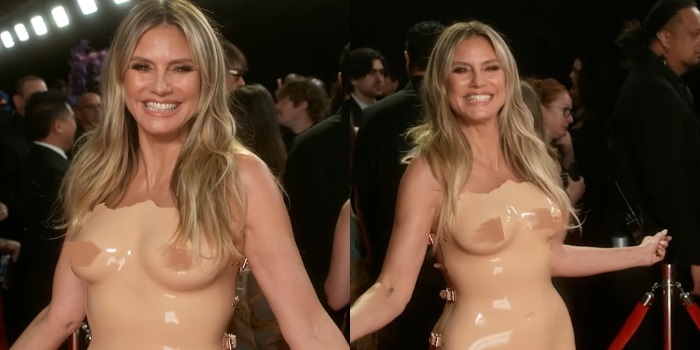 Kenakan Dress Nude Berbahan Kaku, Penampilan Heidi Klum di Red Carpet Oscar 2026 Tuai Sorotan