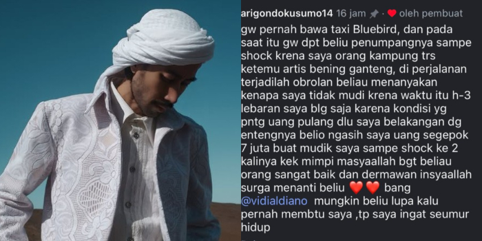 Kebaikan Vidi Aldiano Kembali Dispill, Pernah Berikan Uang Segepok Untuk Sopir Taksi