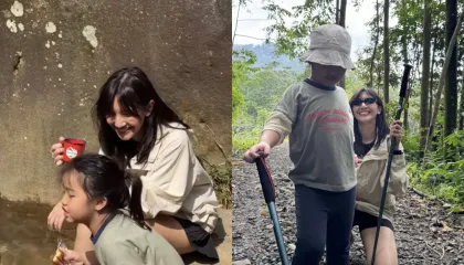 Bangkit dari Duka, Sheila Dara Pilih Trekking 4 KM ke Curug Bersama Keluarga Dion Wiyoko