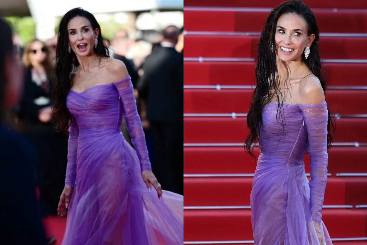 Demi Moore Nekat Tantang Aturan Cannes, Gaun Transparan dan Belahan Tinggi Bikin Red Carpet Panas