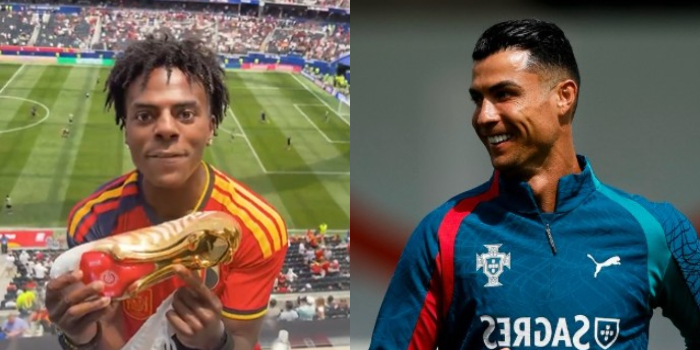 IShowSpeed Terima Hadiah Langka dari Cristiano Ronaldo, Sepatu Emas yang Hanya Diproduksi 2 Pasang di Dunia