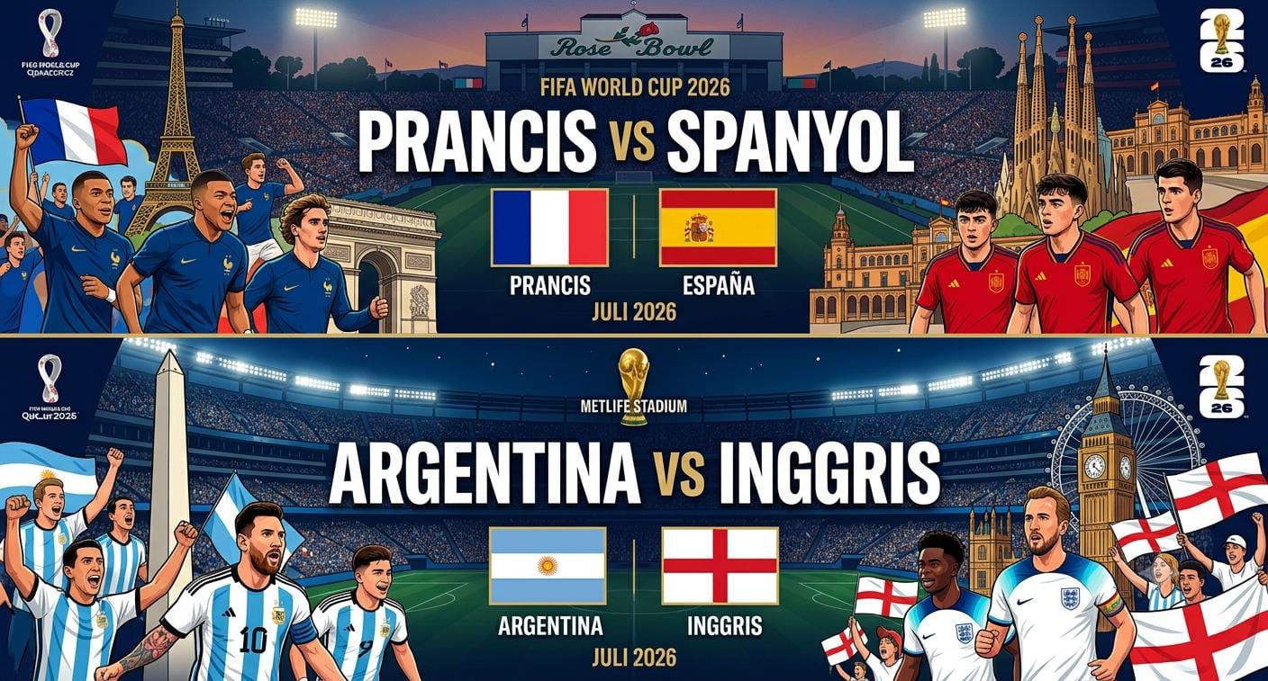 Jadwal Lengkap Semifinal Piala Dunia 2026: Duel Neraka Prancis vs Spanyol, Argentina Tantang Inggris dalam Laga Penentu Final