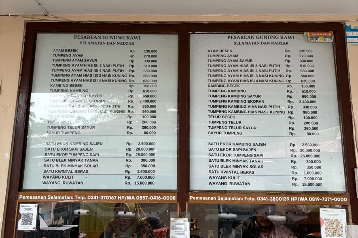 Viral di X Daftar Harga Ritual Gunung Kawi: Tumpeng Sapi Tembus Rp25 Juta!