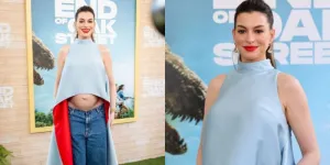 Hamil Anak Ketiga, Anne Hathaway Tampil Berani Pamer Baby Bump di Premiere The End of Oak Street