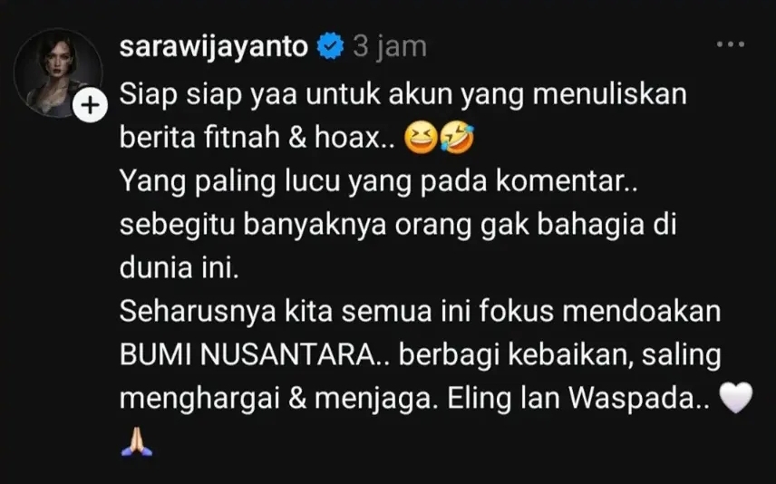 Sara Wijayanto Buka Suara s...
