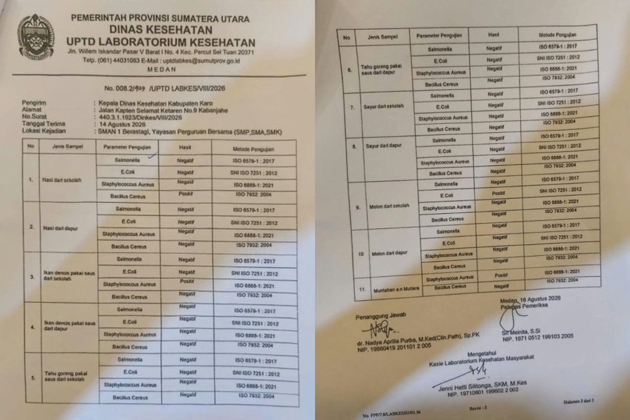 Viral Hasil Lab Ungkap 3 Bakteri Berbahaya di MBG Karo, Nasi hingga Melon Terkontaminasi, Benarkah Picu Lupa Ingatan?