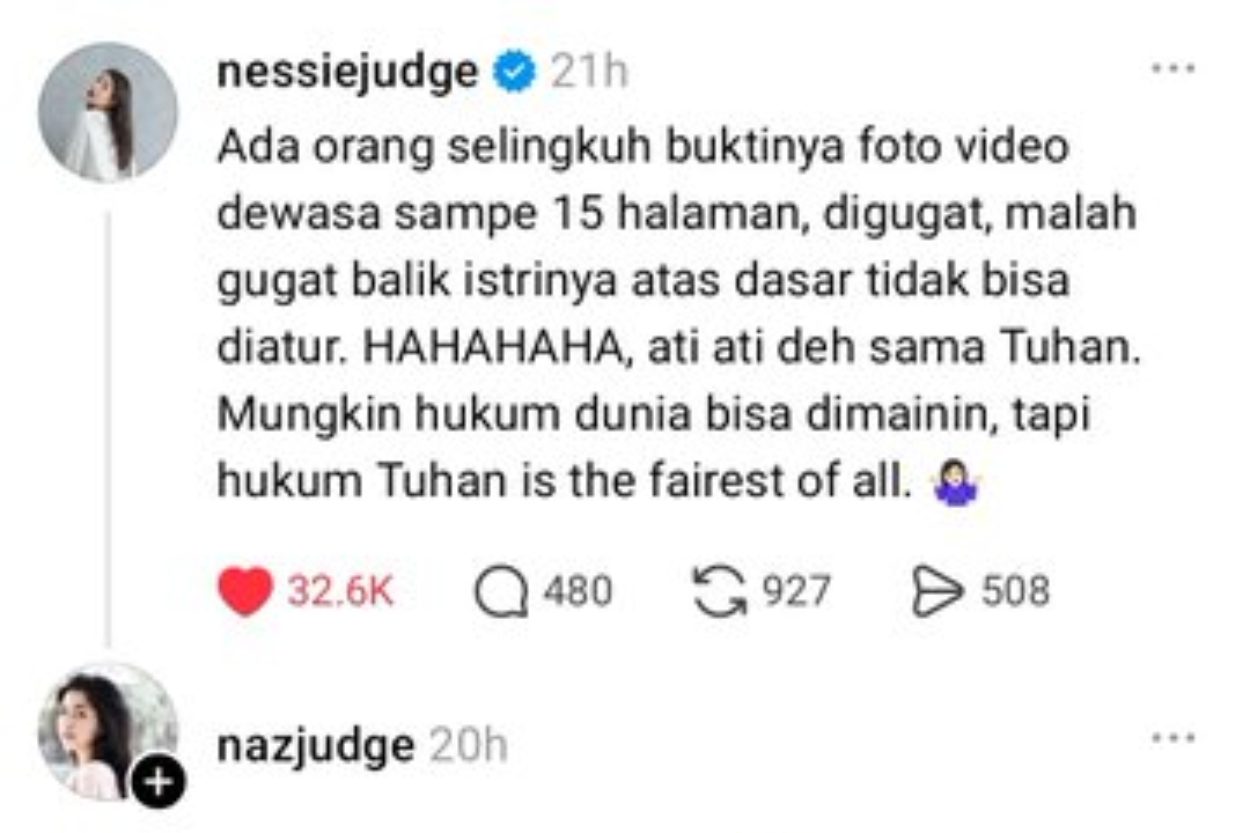 Kronologi Nessie Judge Bongkar Kisah Perceraian Sang Adik, Ungkap Bukti Perselingkuhan 15 Halaman hingga Putusan yang Bikin Sakit Hati!